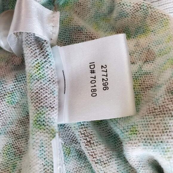 LOFT Floral Button Down Cardigan Green Gray Women Size M Lightweight Knit - Picture 9 of 10